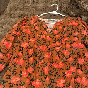 Sonoma Floral Blouse - Orange and Pink
